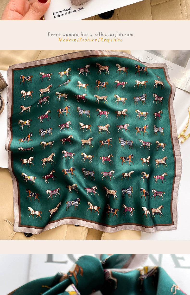 Silk scarf printed pattern neckerchief that goes with anything High quality elegant temperament scarf 