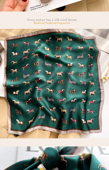 Silk scarf printed pattern neckerchief that goes with anything High quality elegant temperament scarf 