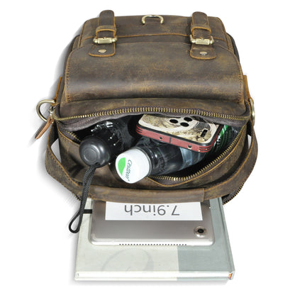 Men's Shoulder Bag Genuine Cowhide Leather Retro Travel Outdoor Men's Crossbody Bag
