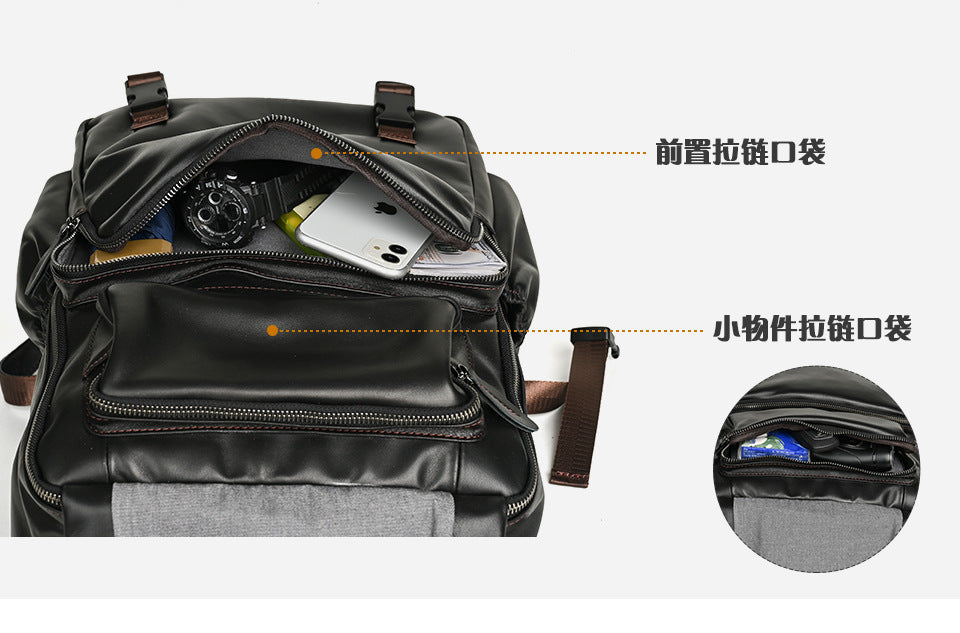 Men's backpack cowhide genuine leather retro casual business travel bag for men computer bag 