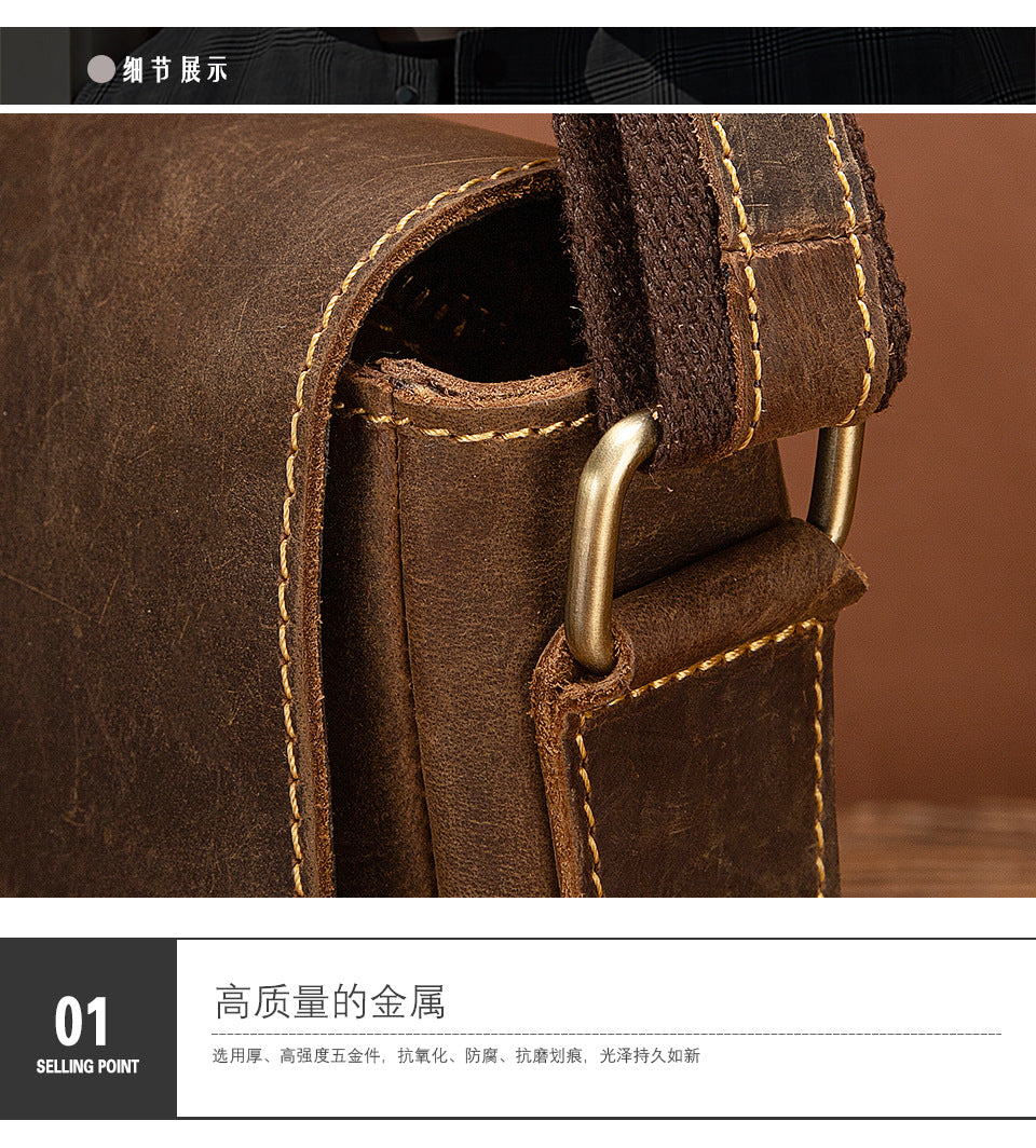 Men's shoulder bag Genuine cowhide leather retro crossbody bag for men 