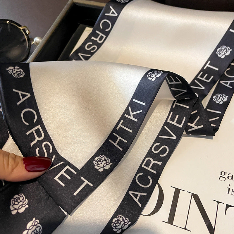 Scarf pattern mother pattern double satin crossover scarf fashion elegant temperament neckerchief that goes with anything