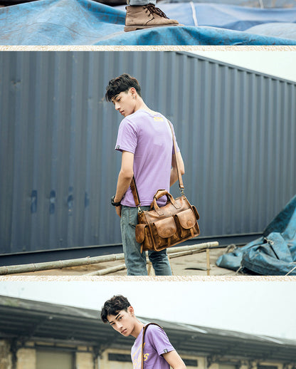 Men's original messenger bag Genuine cowhide leather handmade handbag crossbody shoulder bag for men 