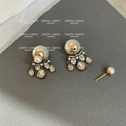D large pearl earrings fringe earrings Retro earrings with a luxurious temperament that makes light of women's luxury