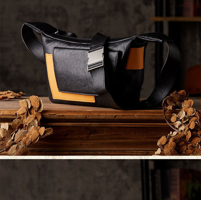 Men's Shoulder Bag Handcrafted Genuine Cowhide Leather Retro Casual Fashion Messenger Bag Crossbody Bag 
