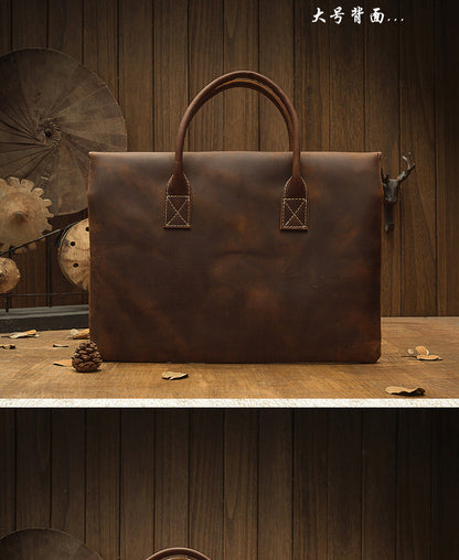 Men's handbag handbag handmade Korean fashion genuine cowhide leather casual business briefcase thin computer bag 