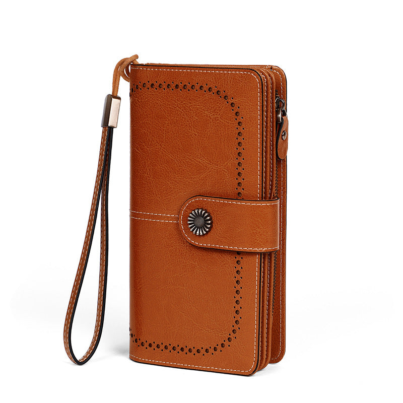 Wallet Women's Bag Wallet Openwork Genuine Leather Long Wallet Clutch Bag Women's Wallet