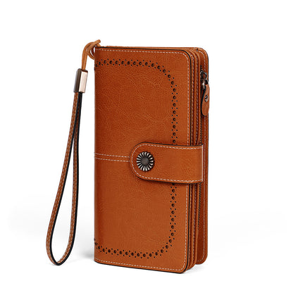 Wallet Women's Bag Wallet Openwork Genuine Leather Long Wallet Clutch Bag Women's Wallet