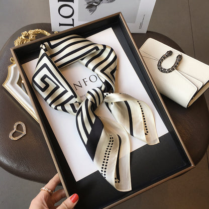 Silk Scarf Fashion Striped Print Pattern Scarf Neckerchief