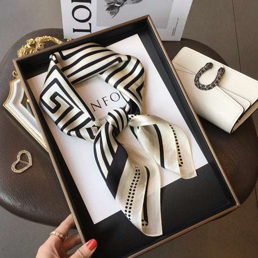 Silk Scarf Fashion Striped Print Pattern Scarf Neckerchief
