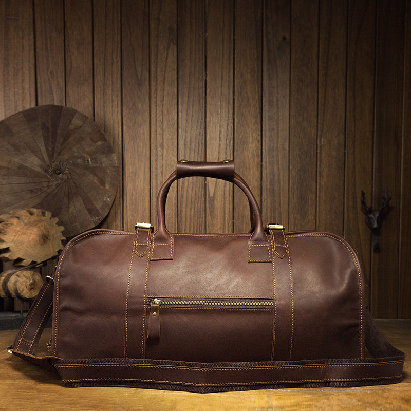 Men's travel bag Genuine cowhide leather large capacity handbag Men's crossbody shoulder bag Luggage bag 