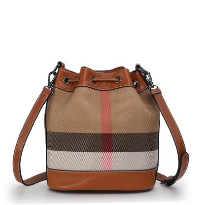 Women's handbag Plaid leather crossbody bag Large capacity canvas bag Shoulder bag that goes with anything.Pochette