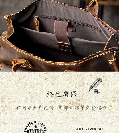 Men's original handmade handbag travel bag cowhide genuine leather messenger bag crossbody shoulder bag 