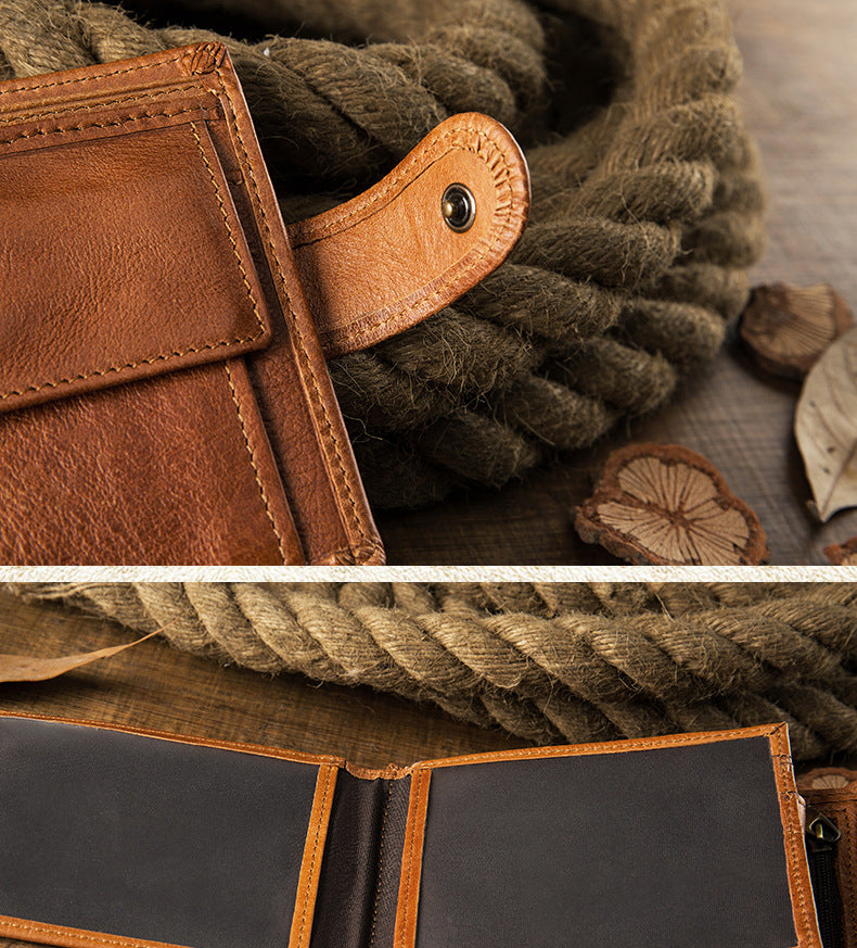 Men's Short Wallet Original Korean Fashion Bifold Soft Leather Multifunctional Driving License Men's Wallet 