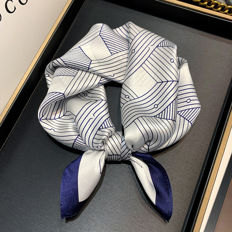 Silk scarf print pattern striped pattern elegant scarf fashion temperament neckerchief