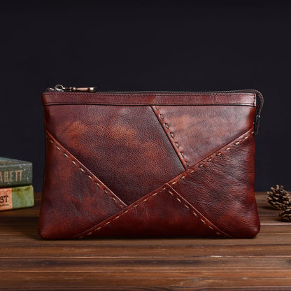 Men's Clutch Bag Genuine Cowhide Leather Retro Casual Men's Handbag 