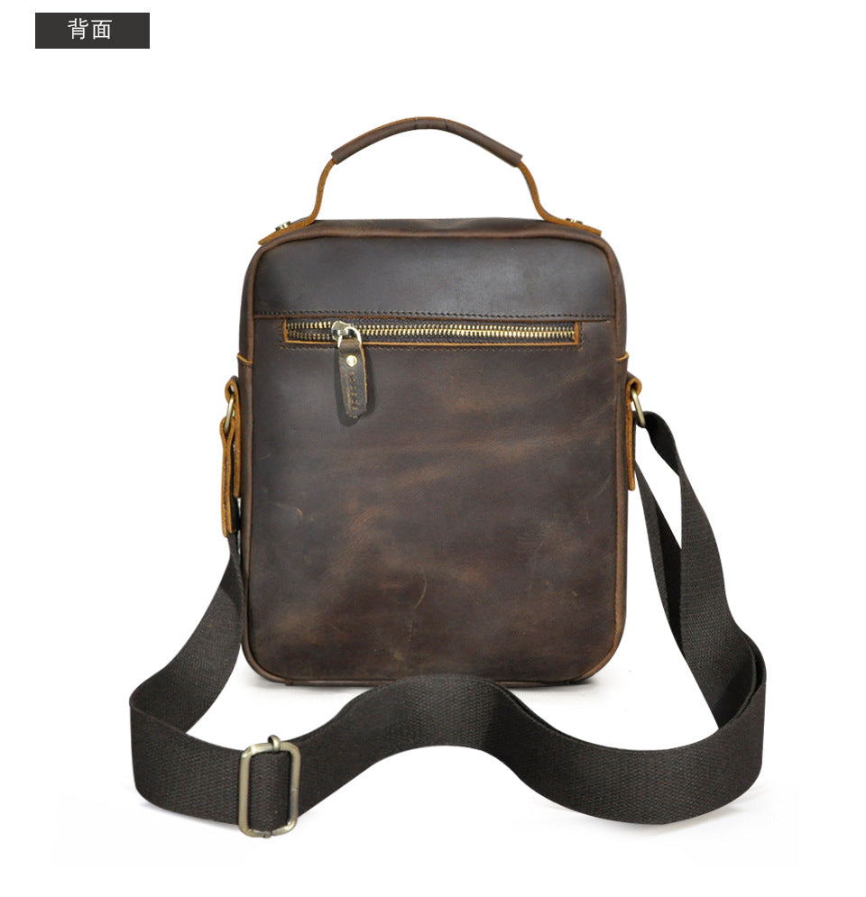 Men's Shoulder Bag Genuine Cowhide Leather Retro Outdoor Travel Crossbody Bag for Men 
