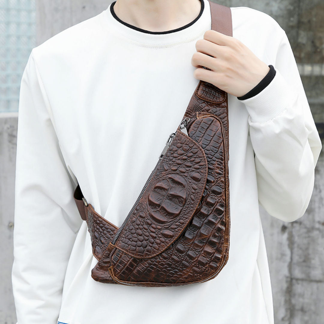 Men's Bust Bag Cowhide Casual Fashion Crossbody Bag Men's Shoulder Bag 