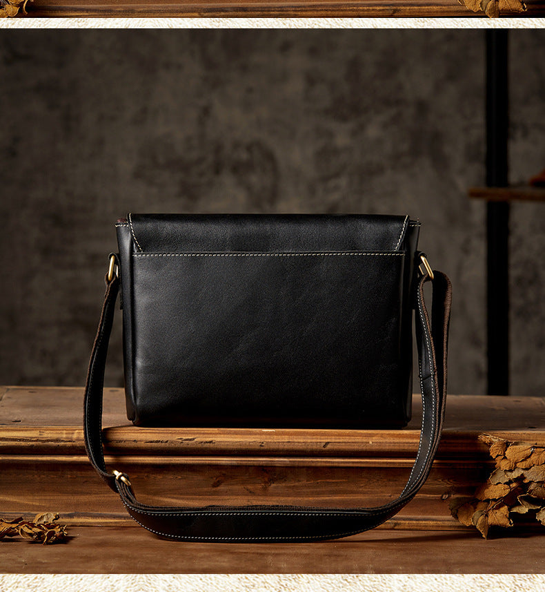 Men's Shoulder Bag Original Handmade Genuine Cowhide Leather Casual Messenger Bag Crossbody Bag 