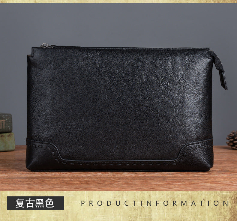 Men's clutch bag cowhide genuine leather casual retro male handbag 