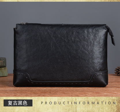 Men's clutch bag cowhide genuine leather casual retro male handbag 