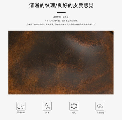 Men's Handbag Genuine Cowhide Luggage Bag Retro Casual Large Capacity Business Travel Bag for Men 