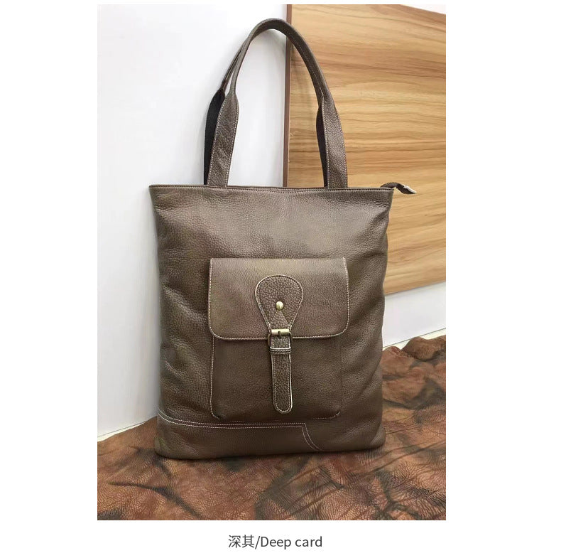 Men's Shoulder Bag Handbag Cowhide Genuine Leather Korean Fashion Casual Crossbody Bag for Men 