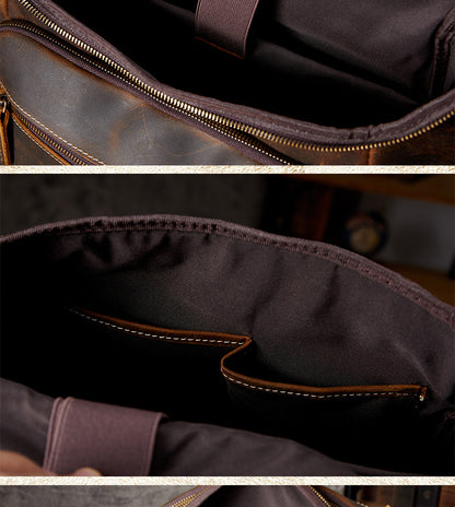 Men's backpack, handmade, genuine cowhide leather, retro outdoor men's travel bag, computer bag 