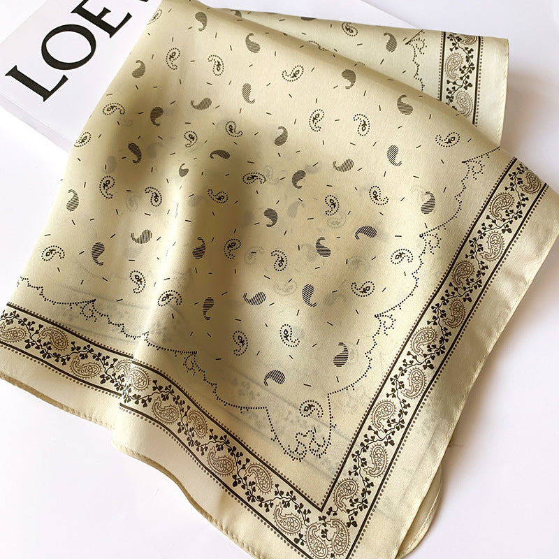 Silk scarf printed pattern small scarf women cashew nut flower temperament ornament neckerchief