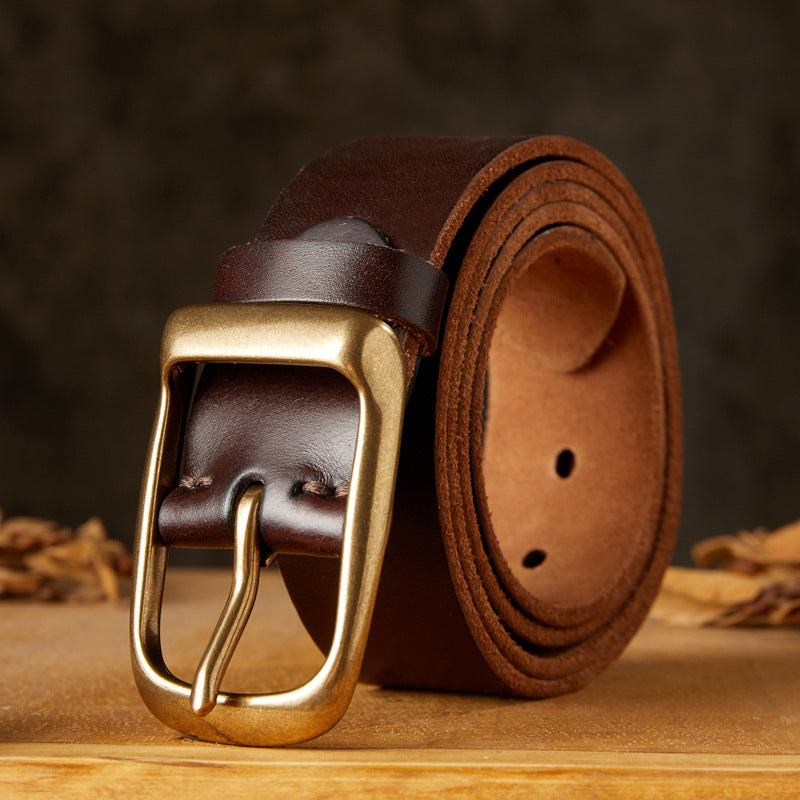 Men's Belt Handmade Genuine Cowhide Leather Needle Buckle Casual Vintage Unique Men's Belt 