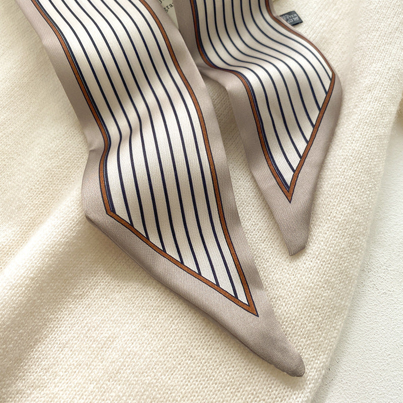 Scarf slim long striped double neckerchief fashion muffler temperament hood