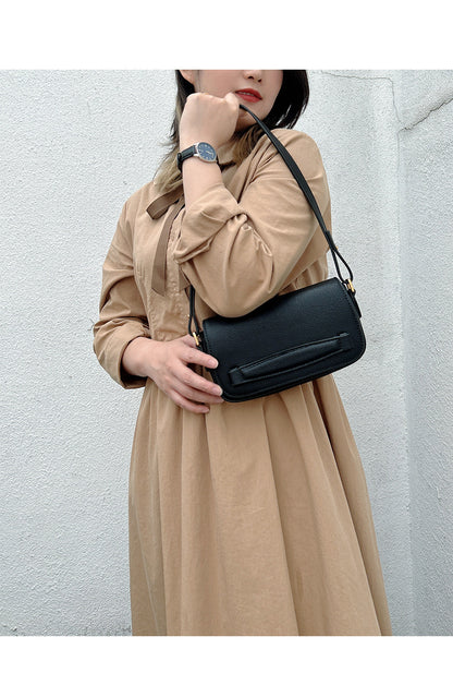 Women's bag Genuine leather armpit bag Luxury crossbody bag Cowhide square bag Single Shoulder bag that goes with anything.Pochette