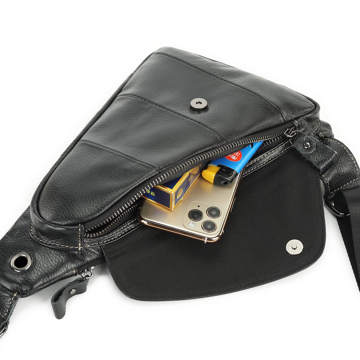 Men's Bust Bag Genuine Cowhide Leather Fashion Casual Retro Multifunctional Crossbody Bag for Men 