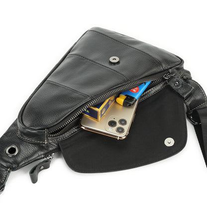 Men's Bust Bag Genuine Cowhide Leather Fashion Casual Retro Multifunctional Crossbody Bag for Men 