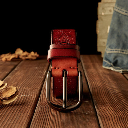 Men's Belt Handmade Cowhide Needle Buckle Korean Fashion Casual Retro Men's Belt 