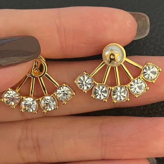 Earrings Cubic Chassis Retro Earrings Fan-shaped earrings that make light of luxury 