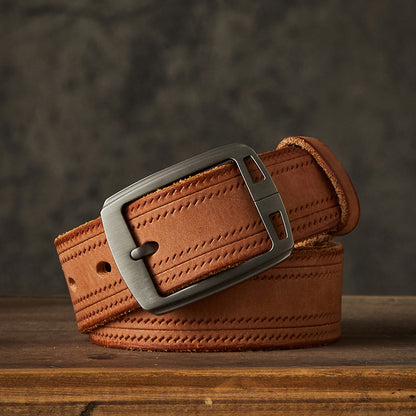 Men's Belt Handmade Fashion Casual Stainless Steel Needle Buckle Men's Belt 