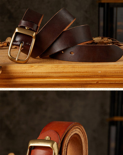 Men's Belt Handmade Genuine Cowhide Leather Needle Buckle Casual Vintage Unique Men's Belt 