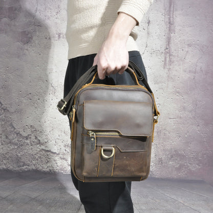 Men's Shoulder Bag Genuine Cowhide Leather Retro Outdoor Travel Crossbody Bag for Men 