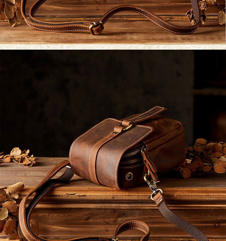 Men's Shoulder Bag Original Handmade Genuine Cowhide Leather Casual Men's Crossbody Bag Smartphone Pouch