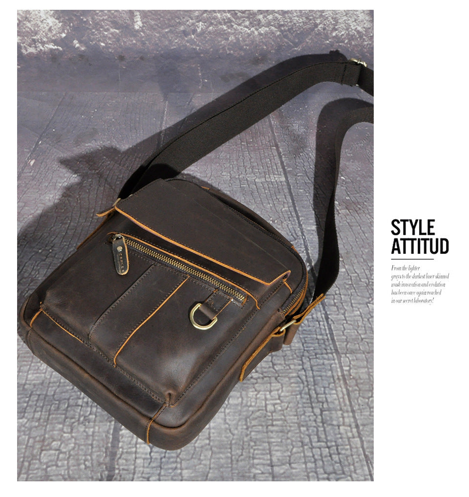 Men's Crossbody Bag Cowhide Genuine Leather Retro Travel Outdoor Men Shoulder Bag 