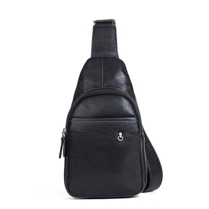 Men's bust bag genuine cowhide leather retro casual crossbody bag for men 