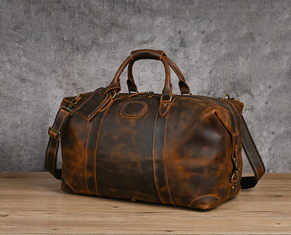 Men's Handbag Genuine Cowhide Luggage Bag Retro Casual Large Capacity Business Travel Bag for Men 