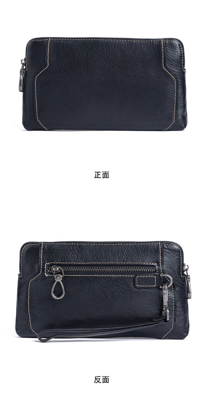 Men's Clutch Bag Genuine Cowhide Leather Retro Casual Men's Bag 