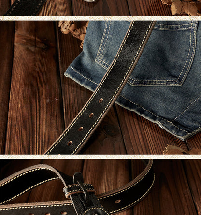 Men's Belt Handmade Genuine Cowhide Leather Needle Buckle Casual Vintage Simple Men's Belt 