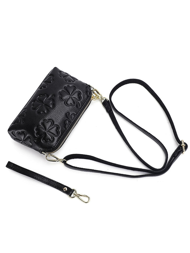 Genuine leather women's bag handbag fashion knurled clutch bag that goes with anything Temperament shoulder bag. Pochette