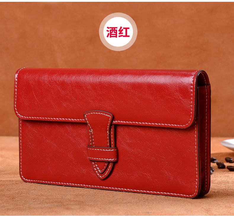 Ladies wallet large capacity clutch bag casual wallet retro simple long wallet
