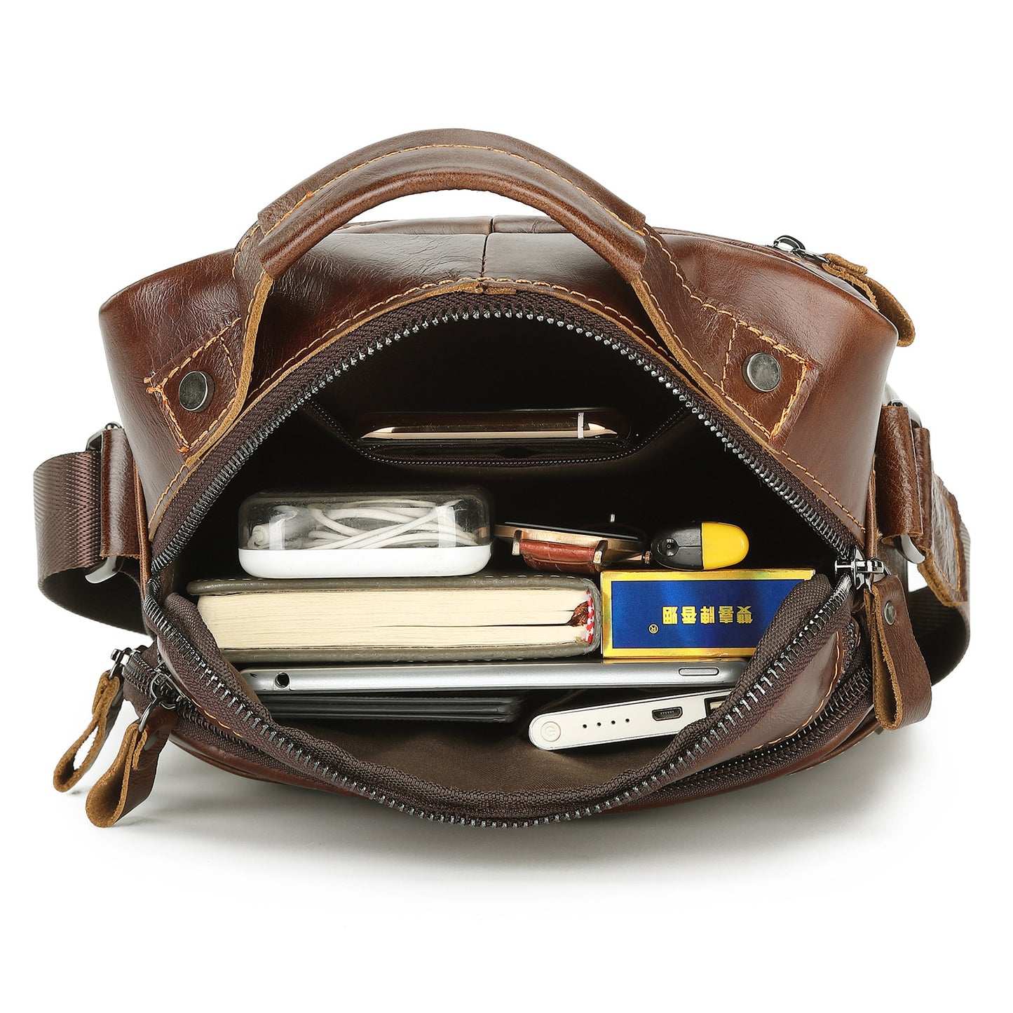 Men's Shoulder Bag Cowhide Casual Korean Fashion Crossbody Bag for Men 