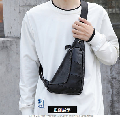 Men's Bust Bag Genuine Cowhide Leather Fashion Casual Retro Multifunctional Crossbody Bag for Men 