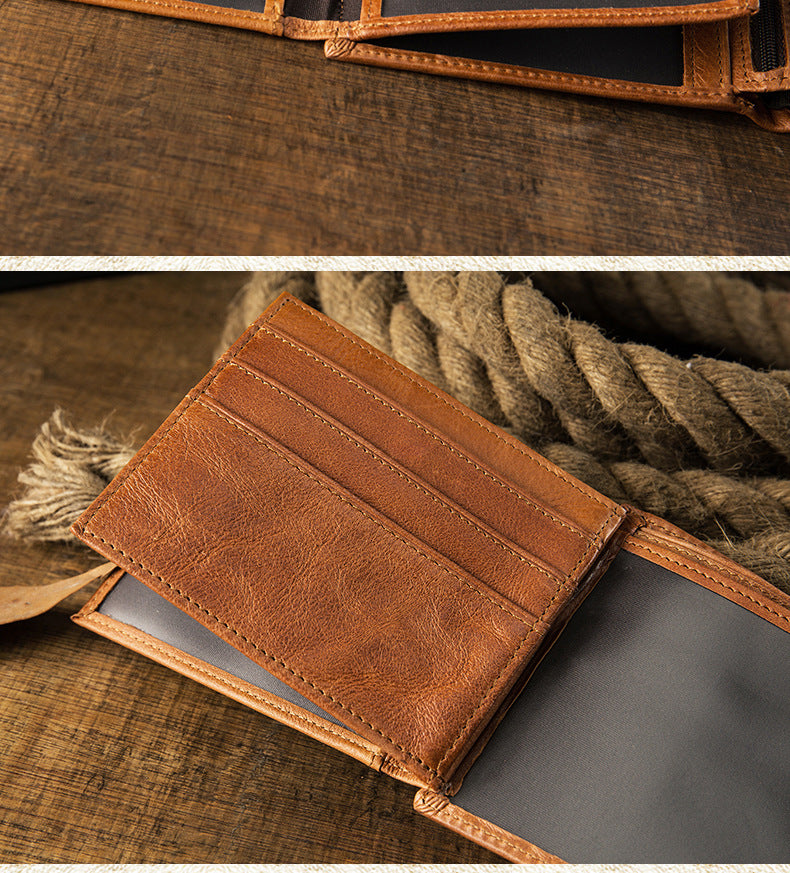 Men's Short Wallet Original Korean Fashion Bifold Soft Leather Multifunctional Driving License Men's Wallet 